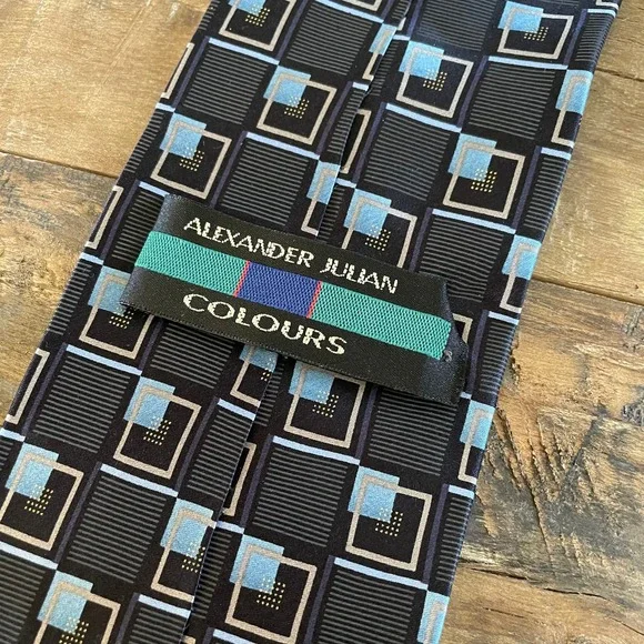 Alexander Julian Colours Silk Geometric Neck Tie - Picture 3 of 5